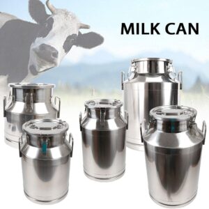 20-60L Stainless Steel Milk Can Wine Milk Bucket Wine Pail Bucket Milk Can Tote Jug with Sealed Lid Heavy Duty, with Independent Embedded Silicone Sealed Lid (40L)