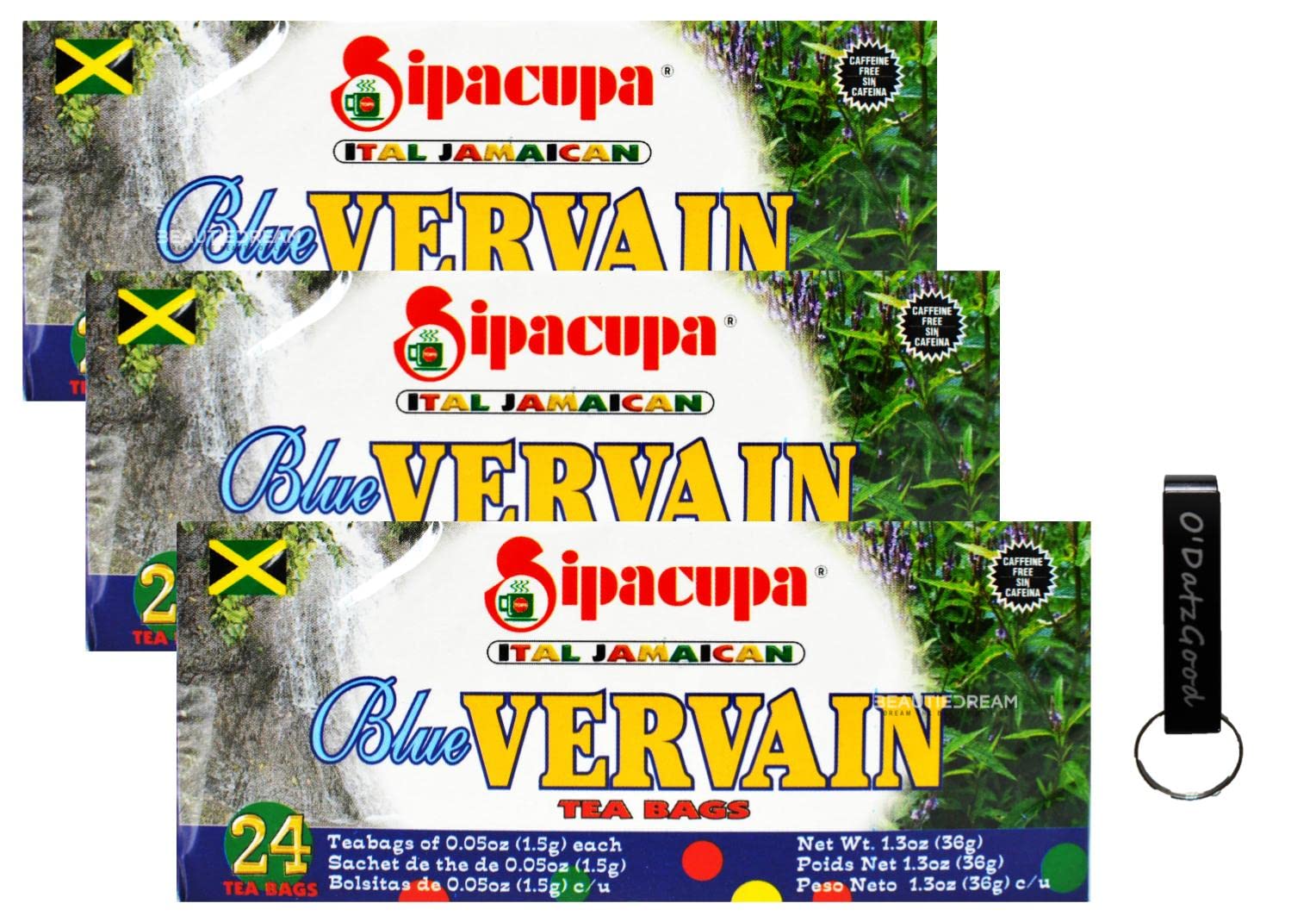 Sipacupa Blue Vervain Tea Bags Pack of 3 Sealed with ODatzGood Keychain Bottle Opener (Pack of 3)