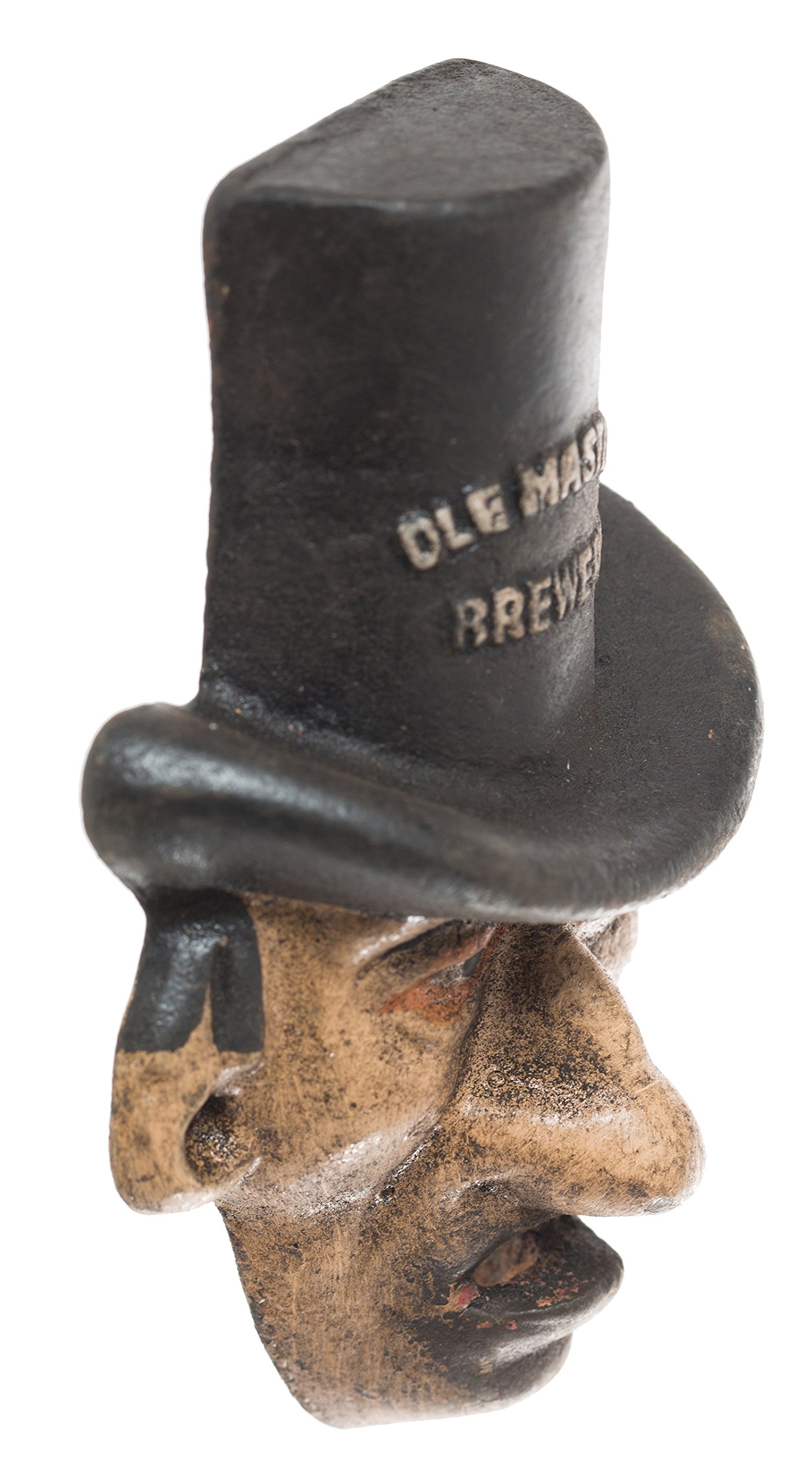 Cast Iron Top Hat Man "Ole Masters Brewery" Wall Mount Bottle Opener