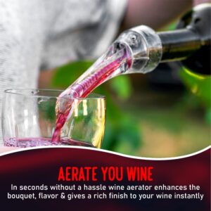 Wine Aerator Pourer Spout, Wine Air Aerator and Decanter for White and Red Wine Bottles, Portable Instant Wine Aerating Spout, No Spills or Drips, Wine Gifts for Women and Men