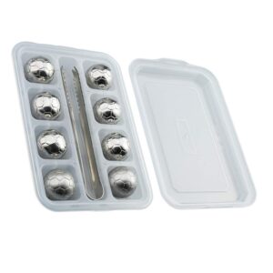 yardwe 1 set stainless steel ice pellets round ice cube whiskey rocks cocktails ice maker beverage cooling stones soccer ice cube tray round cooler stainless ice block ice cubes ice mold