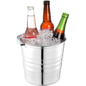elsjoy 3 quart stainless steel ice bucket with handle, champagne bucket wine & beer chiller metal beverage tub for drinking, bar, party, picnic