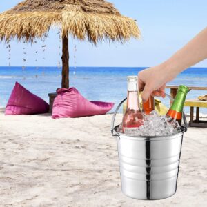 Elsjoy 3 Quart Stainless Steel Ice Bucket with Handle, Champagne Bucket Wine & Beer Chiller Metal Beverage Tub for Drinking, Bar, Party, Picnic