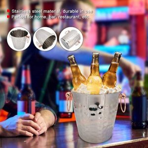Ice Bucket, 3L Portable Stainless Steel Ice Bucket Container Champagne Barrel with Handle for Home Bar Use