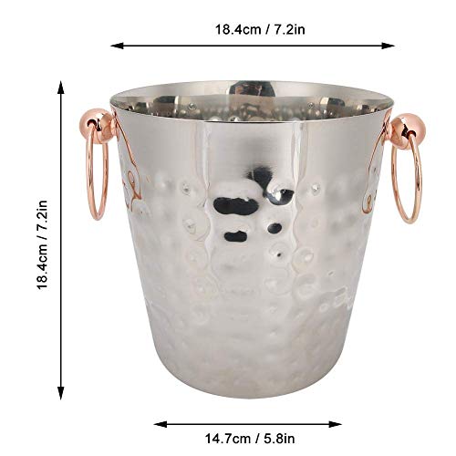 Ice Bucket, 3L Portable Stainless Steel Ice Bucket Container Champagne Barrel with Handle for Home Bar Use