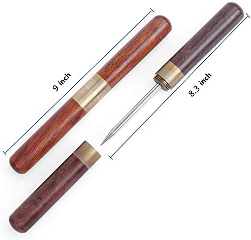 Viktorwan Stainless Steel Ice Picks with Wooden Handle and Safety Cover for Kitchen, Bars, Bartender,Picnics, Camping, And Restaurant, (2 Pcs, 9" + 6.7")