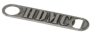 harley-davidson custom tooled hdmc metal bottle opener - antique silver finish