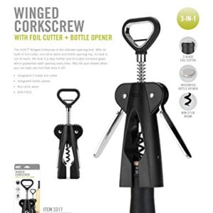 HOST Winged Corkscrew, Non-Stick Worm And Bottle Opener, 2-Blade Foil Cutter