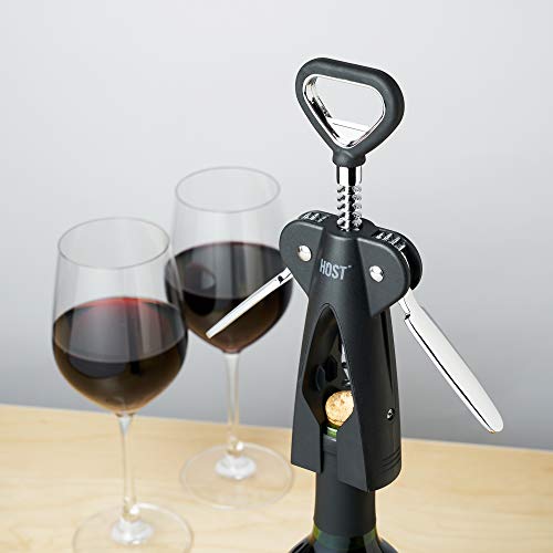 HOST Winged Corkscrew, Non-Stick Worm And Bottle Opener, 2-Blade Foil Cutter