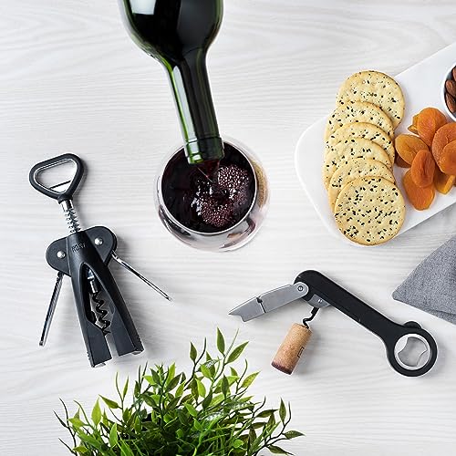 HOST Winged Corkscrew, Non-Stick Worm And Bottle Opener, 2-Blade Foil Cutter