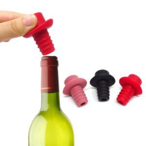 Honbay 3PCS Reusable Silicone Wine Stoppers Wine Bottle Cork Stopper Wine Bottle Caps Beer Sealer Cover for Bottle