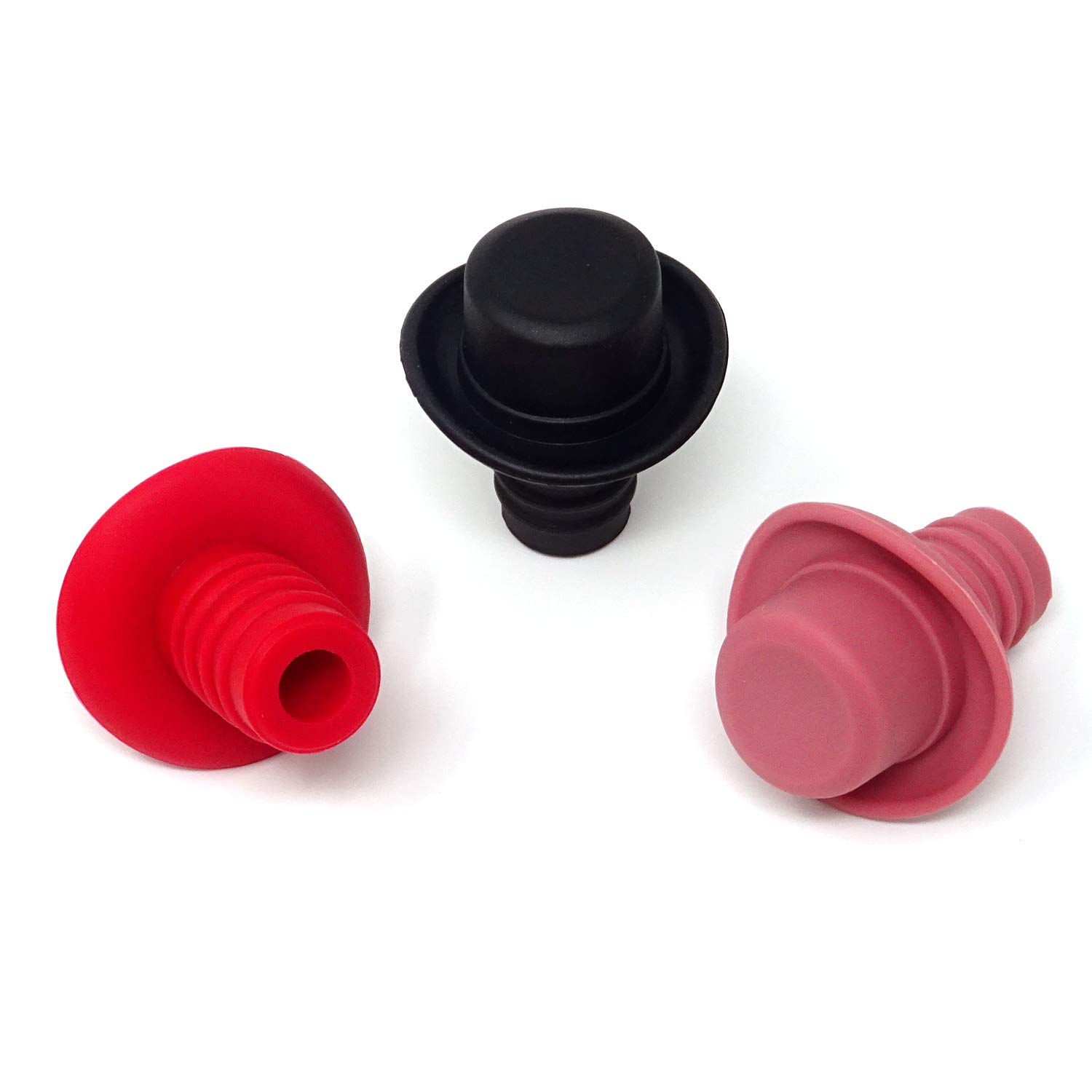 Honbay 3PCS Reusable Silicone Wine Stoppers Wine Bottle Cork Stopper Wine Bottle Caps Beer Sealer Cover for Bottle