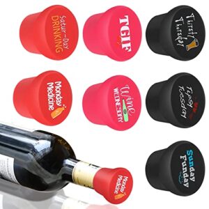 wine stoppers 7 pack funny wine bottle stoppers silicone reusable leak proof air tight for wine and others wine bottle (pack of 7)