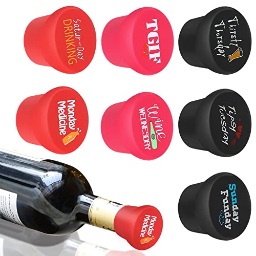 Wine Stoppers 7 Pack Funny Wine Bottle Stoppers Silicone Reusable Leak Proof Air Tight for wine and others wine bottle (Pack of 7)