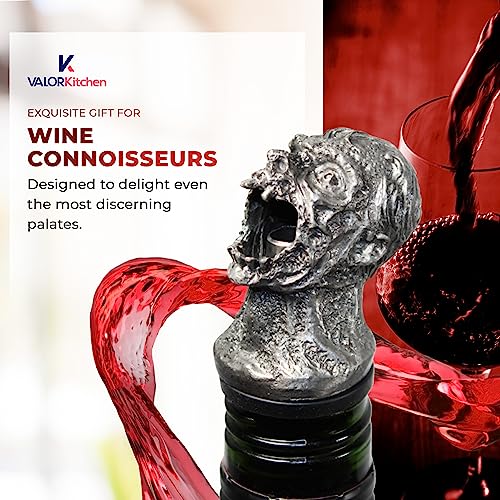 Wine Aerator Pourer - Zombie Head Wine Aerator Pourer Spout for Most Wine Bottles - Stainless Steel Wine Air Aerator for Parties & Events - Mess-Free & Easy to Clean Wine Pourer by Valor Kitchen