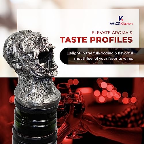 Wine Aerator Pourer - Zombie Head Wine Aerator Pourer Spout for Most Wine Bottles - Stainless Steel Wine Air Aerator for Parties & Events - Mess-Free & Easy to Clean Wine Pourer by Valor Kitchen