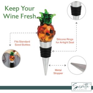 Glass Wine Bottle Stopper with Pineapple Top