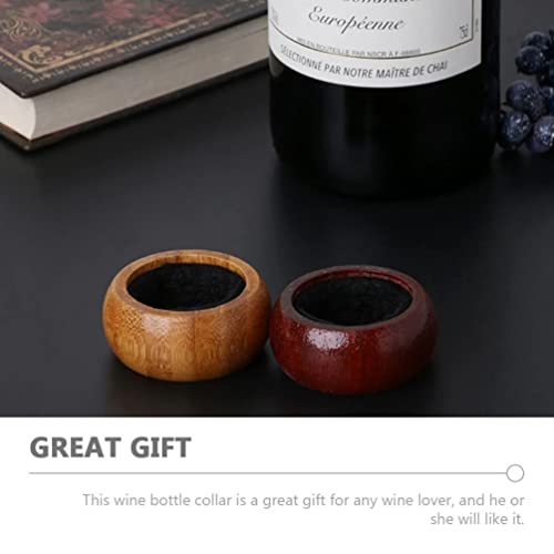 Luxshiny Wine Saver 4pcs Wine Drip Rings Wooden Wine Bottle Collars Drip Stoppers Wine Stop Accessories Anti-Overflow for Wine Bottles Bottle Stopper