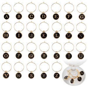 26 pieces wine charms wine glass charms with rings tags wine glass letters markers wine charms for stem glasses party favors decorations