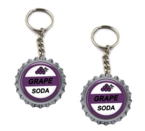 2 grape soda crown bottle cap key chains