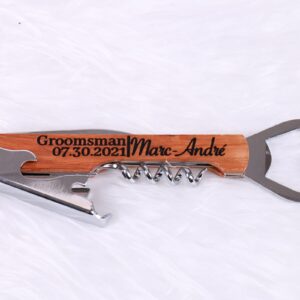 Personalized Engraved corkscrew opener Personalized wood bottle opener Wine corkscrew, custom bottle opener Bottle Openers Laser Engraved