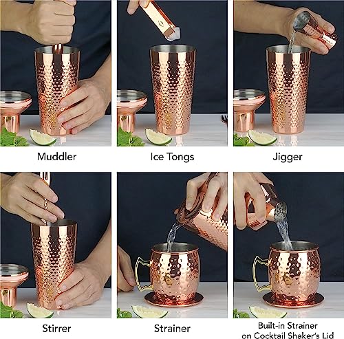 Arora Moscow Mule Barware Set - 23pc - Copper Plated Stainless Steel - Professional Bar Tools for Drink Mixing, Home, Bar, Party