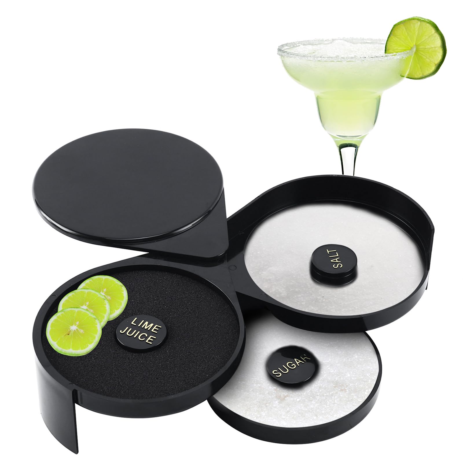 Yaekoo Bartender Tool Cocktail Margarita Glass Rimmer 3 Tier Sugar Salt Rim Lime