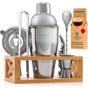 mixology bartender kit with stand | home bar set with 25 cocktail recipes for drink mixing | ideal bartending kit for housewarming gift | premium martini cocktail shaker set with bar tools accessories