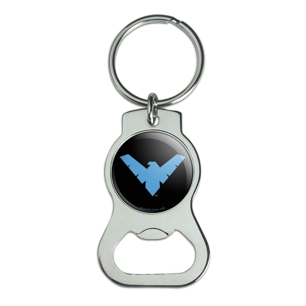 GRAPHICS & MORE Batman Nightwing Logo Keychain with Bottle Cap Opener