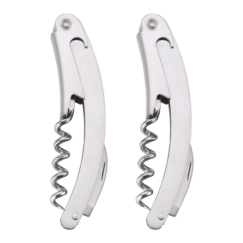 YISIDA 2 Pack Waiter Corkscrew Wine Opener, 430 Stainless Steel, Three-in-one, Corkscrew, Bottle Opener and Serrated Foil Cutter, Great for Kitchen, Restaurant, Bars and Wine Enthusiast