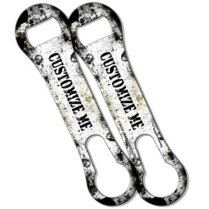 barconic® customizable v-rod® bottle opener - white and black grunge