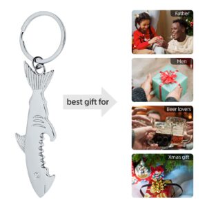 ITZH Shark Style Metal Bottle Opener Keychain Accessories,Gift for Dad Boyfriend Husband Grandpa Uncle, Cool Gadgets Christmas Stocking Stuffers, Birthday Anniversary (1pcs), 3.25 x 1.18 x 0.1 inches