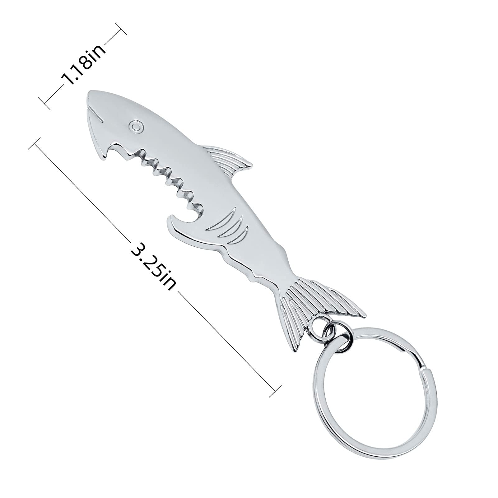 ITZH Shark Style Metal Bottle Opener Keychain Accessories,Gift for Dad Boyfriend Husband Grandpa Uncle, Cool Gadgets Christmas Stocking Stuffers, Birthday Anniversary (1pcs), 3.25 x 1.18 x 0.1 inches