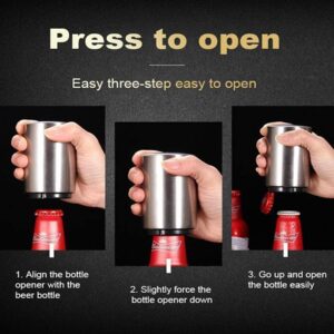 Automatic Beer Bottle Opener Syart Stainless Steel Magnetic Beer Bottle Opener magnet No Damage to Bottle Cap Opener bulk seniors(1pack)