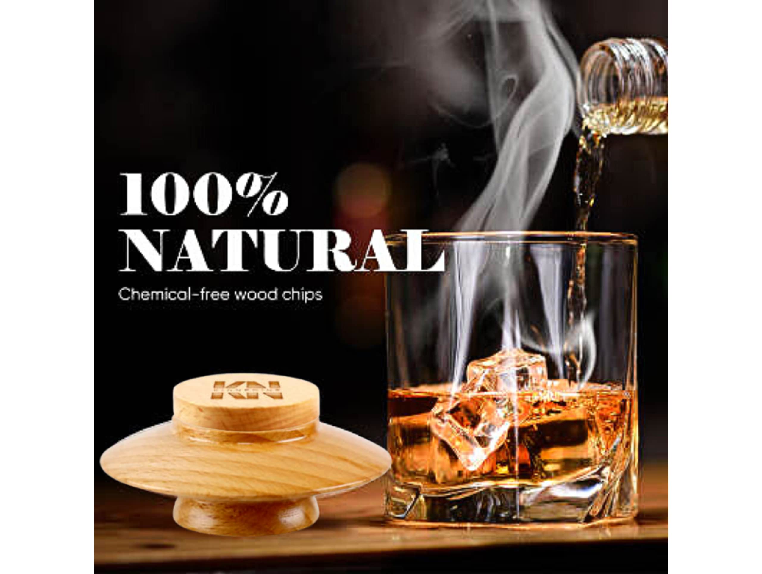 Kinnedine | Cocktail Smoker with Torch, Premium Quality Whiskey Gifts for Men, Best for Bourbon Whisky, Six Flavor Wood Chips for Infusing Cocktails, Wine, Whiskey, Cheese, Salad, and Meat. Cleaning Kit Included for Easy Clean Up. (No Butane)