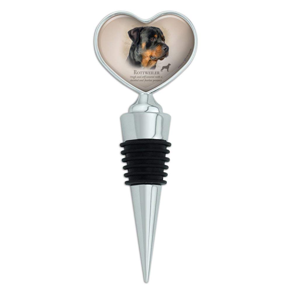 Rottweiler Rottie Dog Breed Heart Love Wine Bottle Stopper