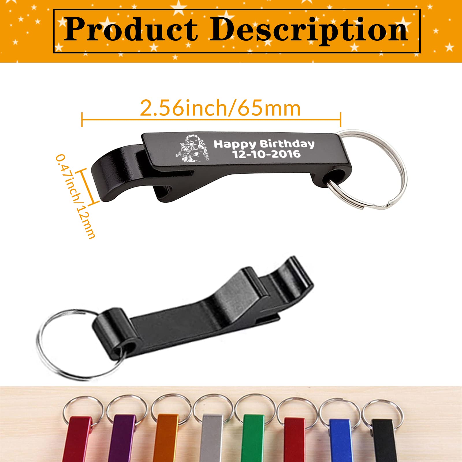 10pcs Custom Bottle Opener Keychain in Bulk, Personalized Bear Opener Engraved with Logo Text,Customized Aluminum Bottle Opener for Business Wedding Party Favors Gifts Black