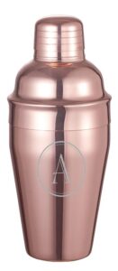 personalized visol stainless steel cocktail shaker with free initial engraving (copper)
