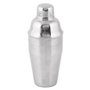 true contour cocktail shaker, 8.5 oz stainless steel cobbler shaker with cap and strainer - drink shakers for cocktails and liquor