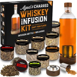 whiskey infusion kit + wood chips (variety 4-pack) - mixology-set for bartender - whisky, bourbon, vodka gift for men - diy kits for adults - bartender kit - valentine whiskey gifts for men and women
