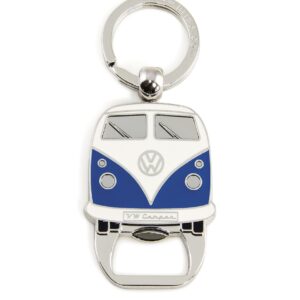 BRISA VW Collection - Volkswagen Keychain Ring Keychain Accessory Keyholder with Bottle Opener in Beetle, T1, T2 Bus Design (T1 Bus/Blue)