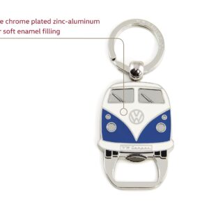 BRISA VW Collection - Volkswagen Keychain Ring Keychain Accessory Keyholder with Bottle Opener in Beetle, T1, T2 Bus Design (T1 Bus/Blue)