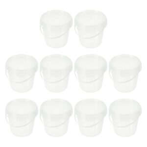 clear plastic ice cream bucket: 10pcs 1l small transparent buckets with lids handles reusable food container for ice cube dry fruits nuts grains