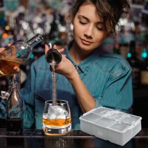 Nax Caki Silicone Large Ice Cube Trays with Lid Pack of 4, Stackable Big Square Ice Cube freezer Molds for Whiskey Cocktails Bourbon Soups Frozen Treats