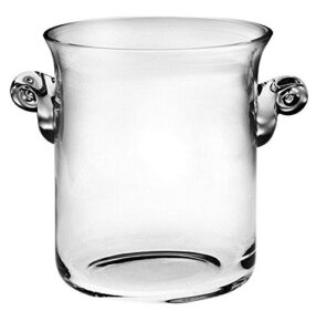 barski -glass- ice bucket- wine cooler - 8"h - glass - with 2 handles - clear - made in europe