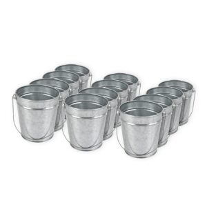 12 pack small galvanized metal buckets with handles, mini tin pails for party favors, succulents, rustic home décor metal pail mini buckets party favors for kids crafts wedding - 4.5 inches