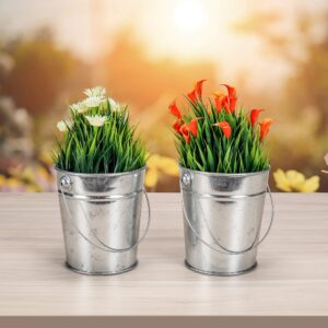 12 Pack Small Galvanized Metal Buckets with Handles, Mini Tin Pails for Party Favors, Succulents, Rustic Home Décor Metal Pail Mini Buckets Party Favors for Kids Crafts Wedding - 4.5 Inches