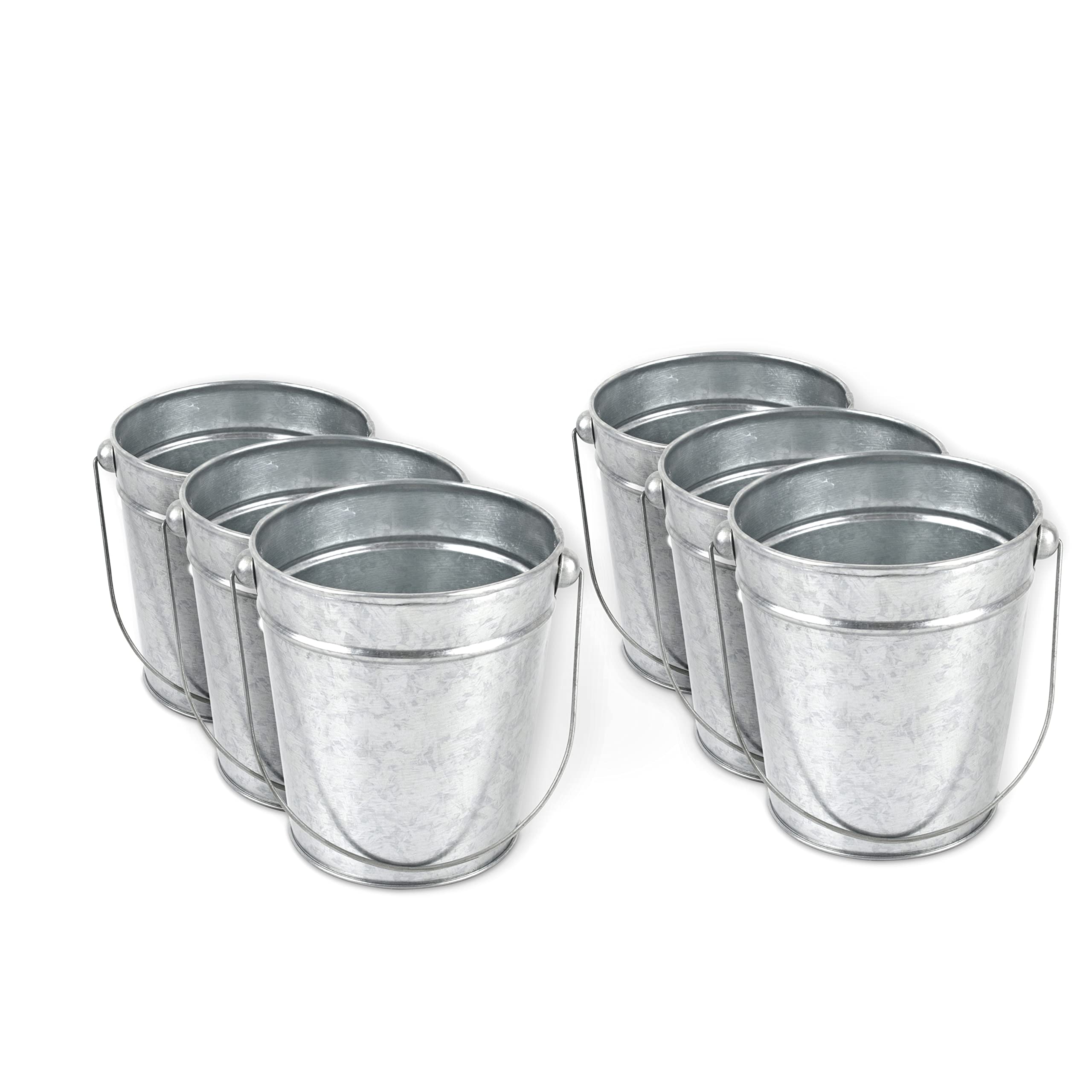 12 Pack Small Galvanized Metal Buckets with Handles, Mini Tin Pails for Party Favors, Succulents, Rustic Home Décor Metal Pail Mini Buckets Party Favors for Kids Crafts Wedding - 4.5 Inches