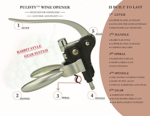 Pulisty Bunny Wine Bottle Opener Set With Stand (Silver or Gold),3 options+Bundles, Screwpull Wine Opener Set, Corkscrews for Wine Bottles, Wine Corkscrew Wine Opener, Easy Wine Opener Manual