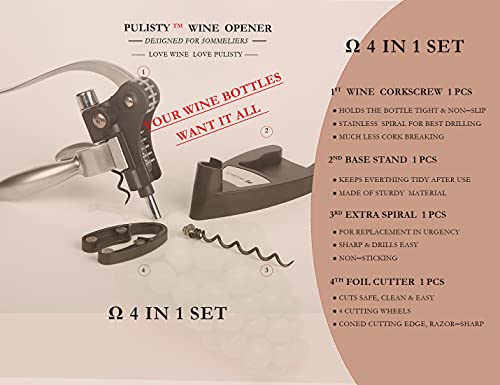 Pulisty Bunny Wine Bottle Opener Set With Stand (Silver or Gold),3 options+Bundles, Screwpull Wine Opener Set, Corkscrews for Wine Bottles, Wine Corkscrew Wine Opener, Easy Wine Opener Manual